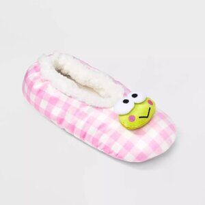 Hello Kitty Keroppi Women's Gingham Plaid Slipper Socks Gripper Bottoms Size S/M